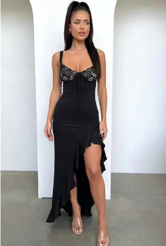 Liara Dress - Summer Lace Ruffle Backless Long Dress