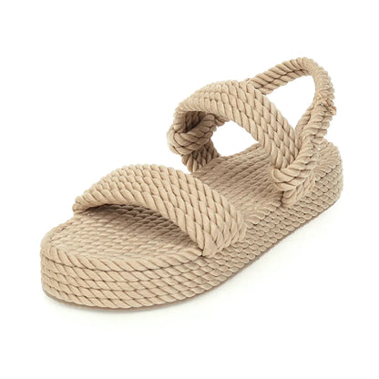 Rope Sandals, Woven Linen Beach Shoes for Women