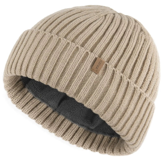 FURTALK Beanie for Men Women Thick Winter Unisex Cuffed Beanie Knit Hats Soft Warm Ski Hats Khaki