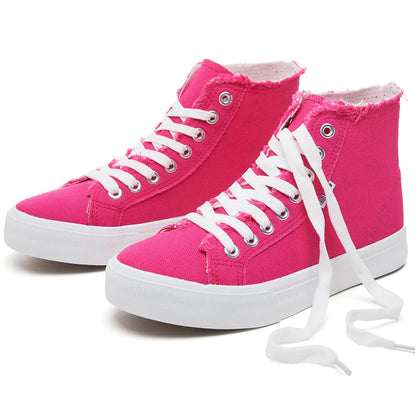 hash bubbie Womens Canvas High top Sneakers Classic Fashion High Tops Canvas Shoes Casual Tennis Shoes for Women（Pink.US10.5）