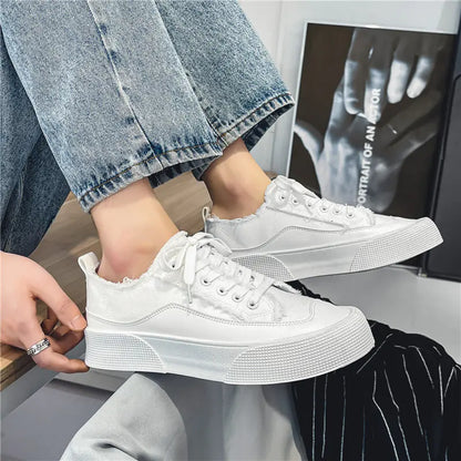 Men's Fashionable Thick Sole Low-Top Canvas Shoes
