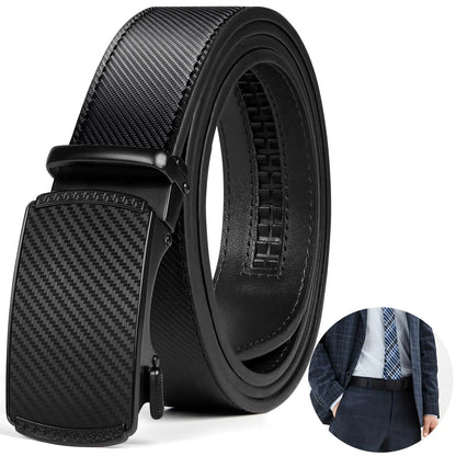 NUBILY Mens Belt Leather Ratchet Belts for Men Adjustable 1 3/8" Mens Belts for Dress Casual with Gift Box Trim to Fit