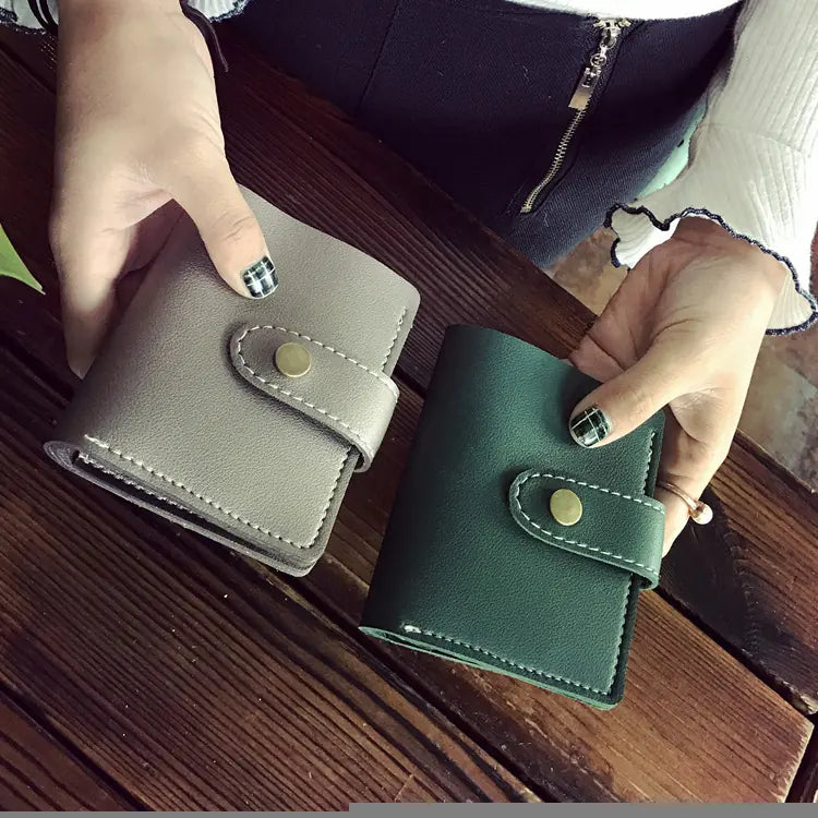 Button Closure Two-Fold and Three-Fold Card Wallets