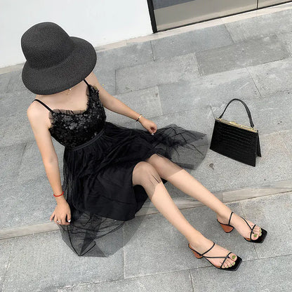 Classic Square-Toe Chunky Heeled Sandals (Summer 2020)